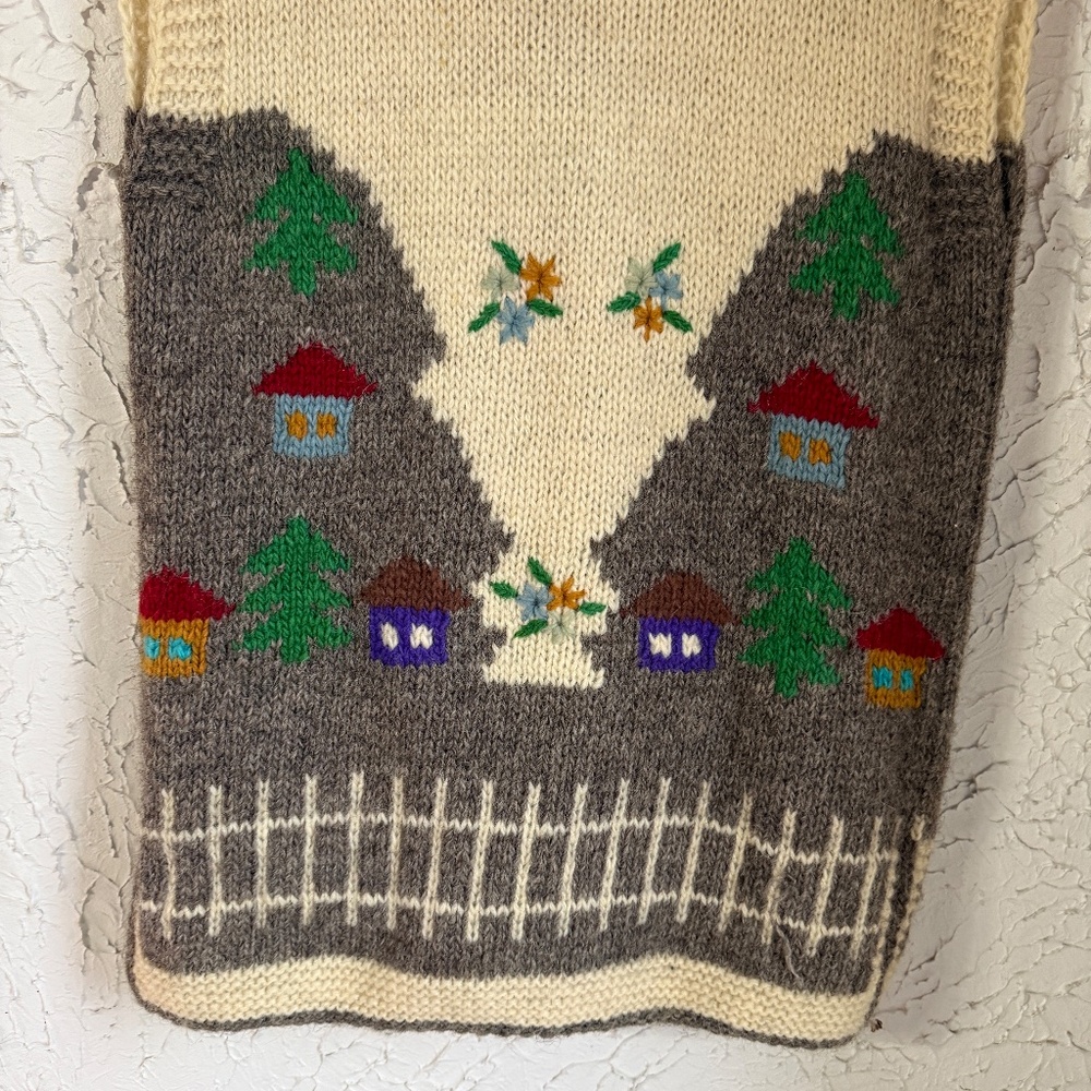 Vintage Lambswool Folk Art Sweater Vest Cottagecore - Picture 7 of 9